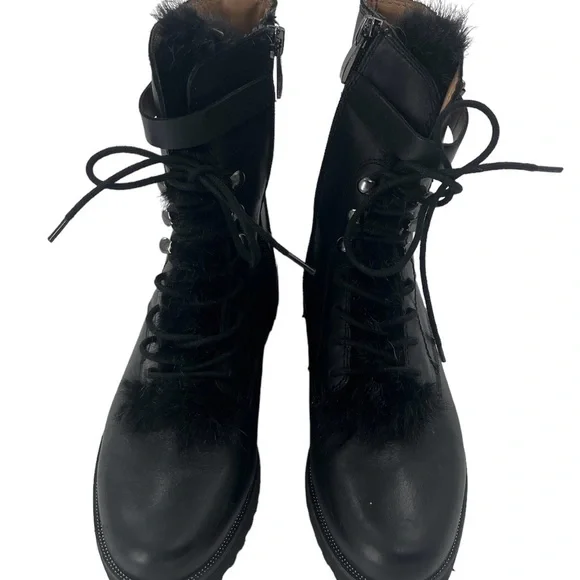 Franco Sarto Canon Combat Leather Boot with Faux Fur Tongue - Size 6 - Picture 6 of 8